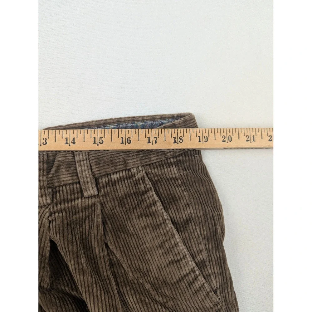 Eddie Bauer Mens Brown Corduroy Pleated Relaxed Fit Pants 36x28 Wide Wale Brown